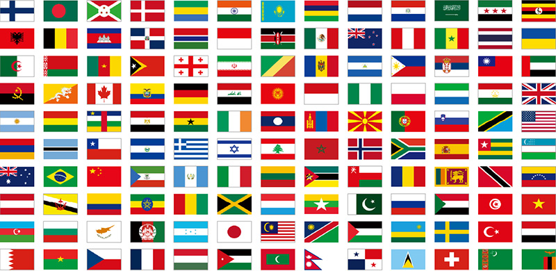 130개 국가의 국기